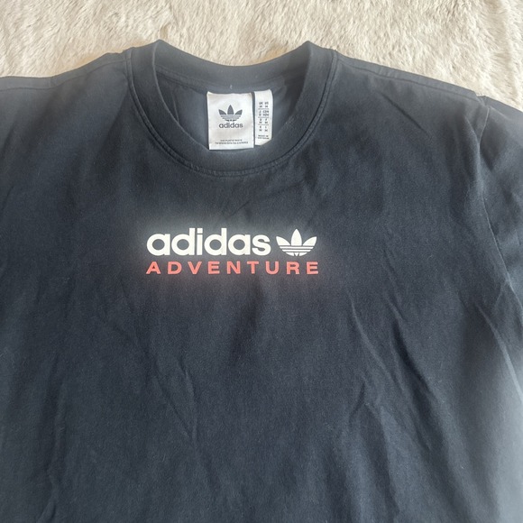 Adidas Adventure men's black graphic t-shirt with Trefoil logo on chest.Size M - Picture 2 of 8